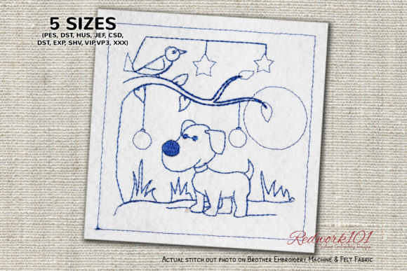 Dog Standing Near Tree Redwork: Etsy Seller Review