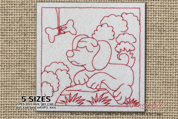 Dog with Bone in Nature: Holiday Embroidery Review