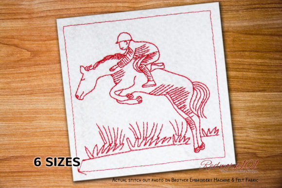 Jumping Horse and Jockey Redwork Review
